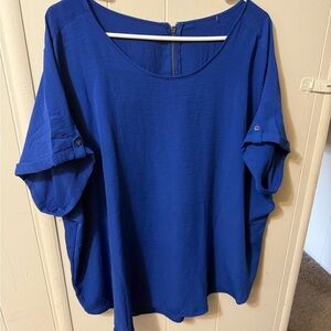 Maurices Blue Blouse with Flutter Sleeves and Relaxed Fit